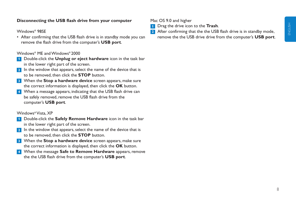 Philips Clé USB User Manual | Page 8 / 98