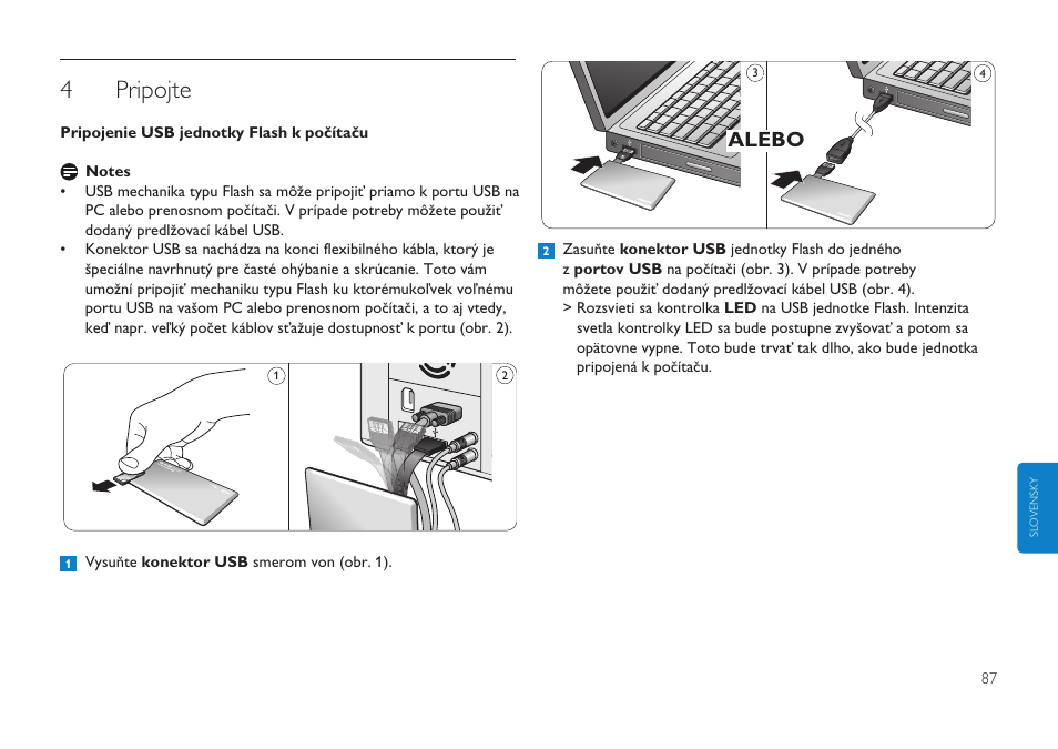 4pripojte, Alebo | Philips Clé USB User Manual | Page 87 / 98