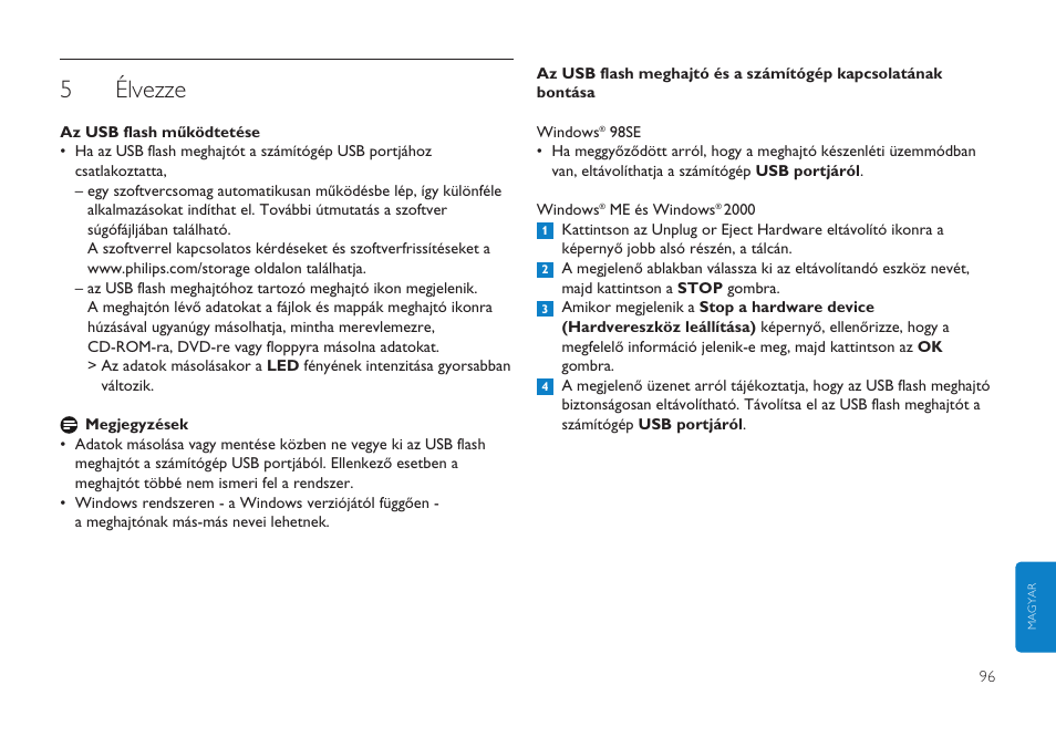 5élvezze | Philips Clé USB User Manual | Page 96 / 98