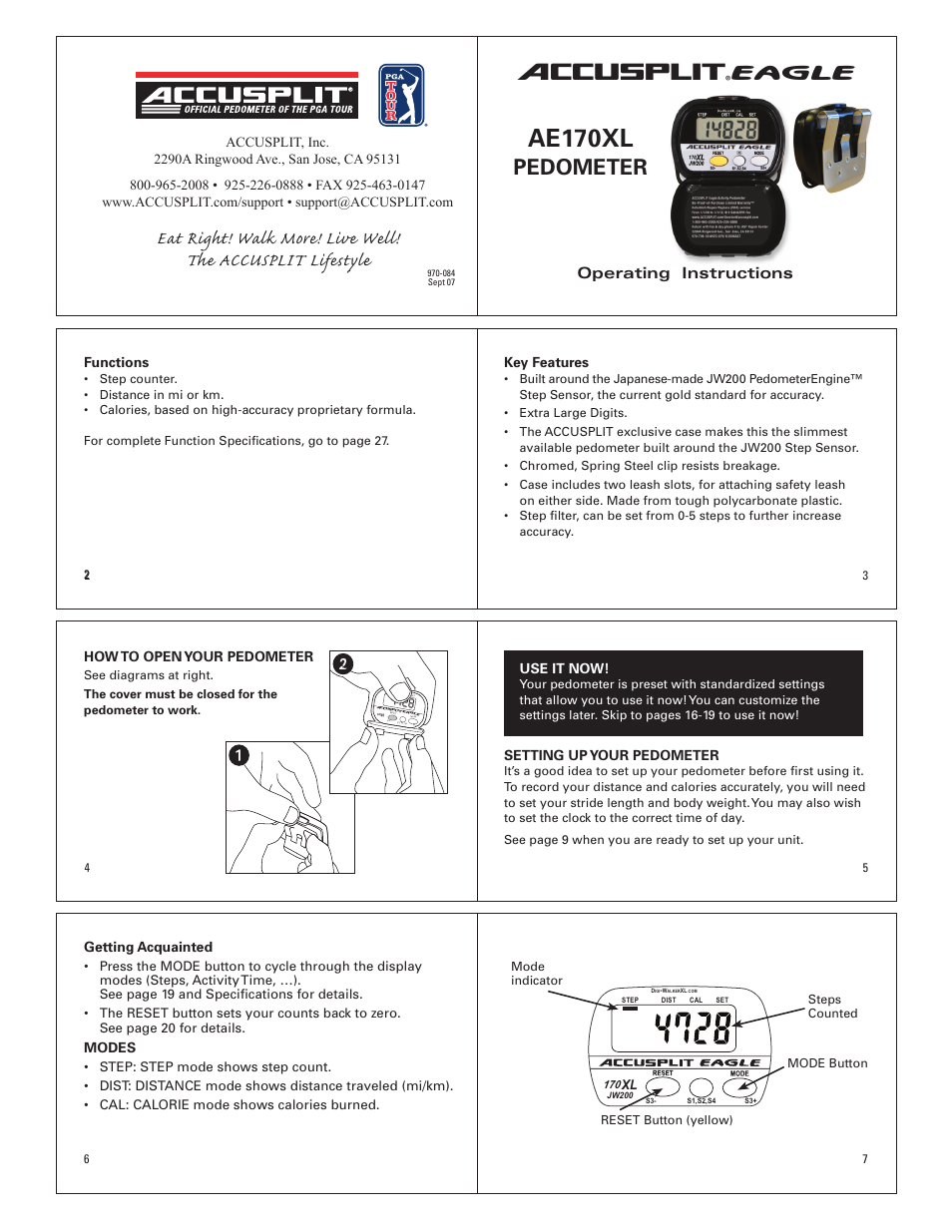 Accusplit AE170XL User Manual | 4 pages