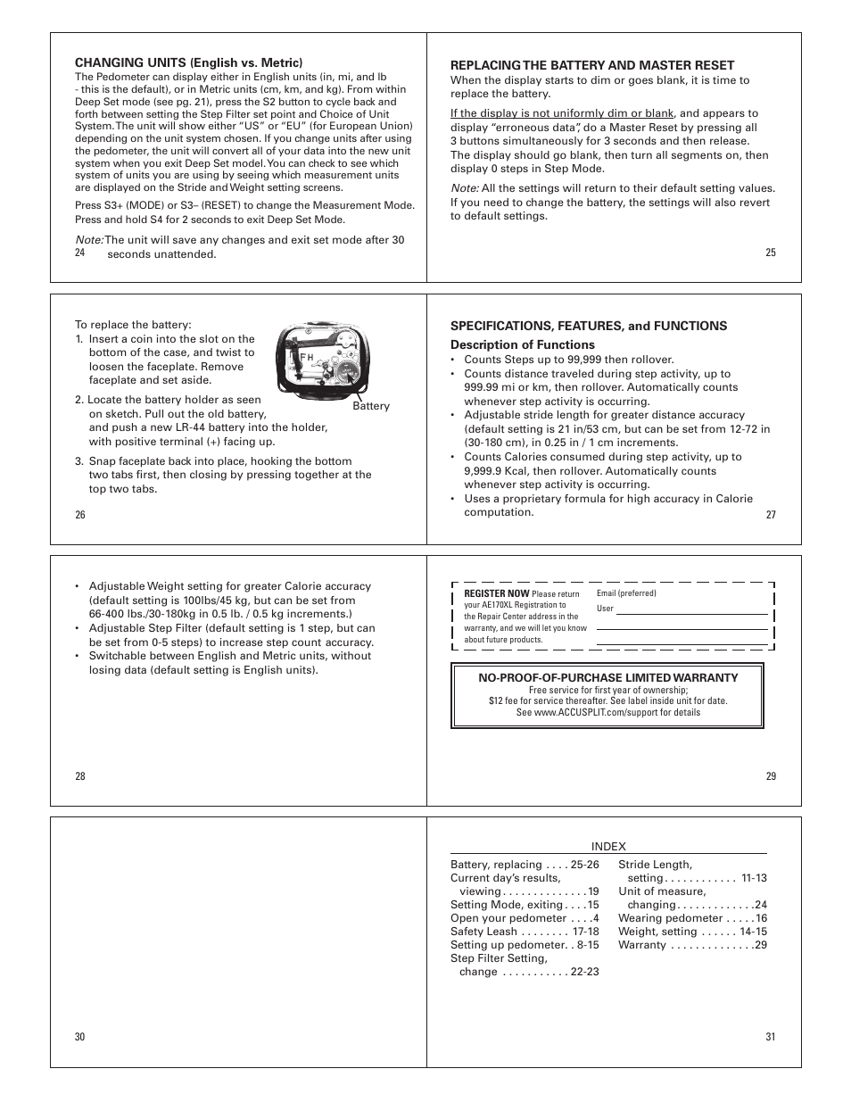 Accusplit AE170XL User Manual | Page 4 / 4