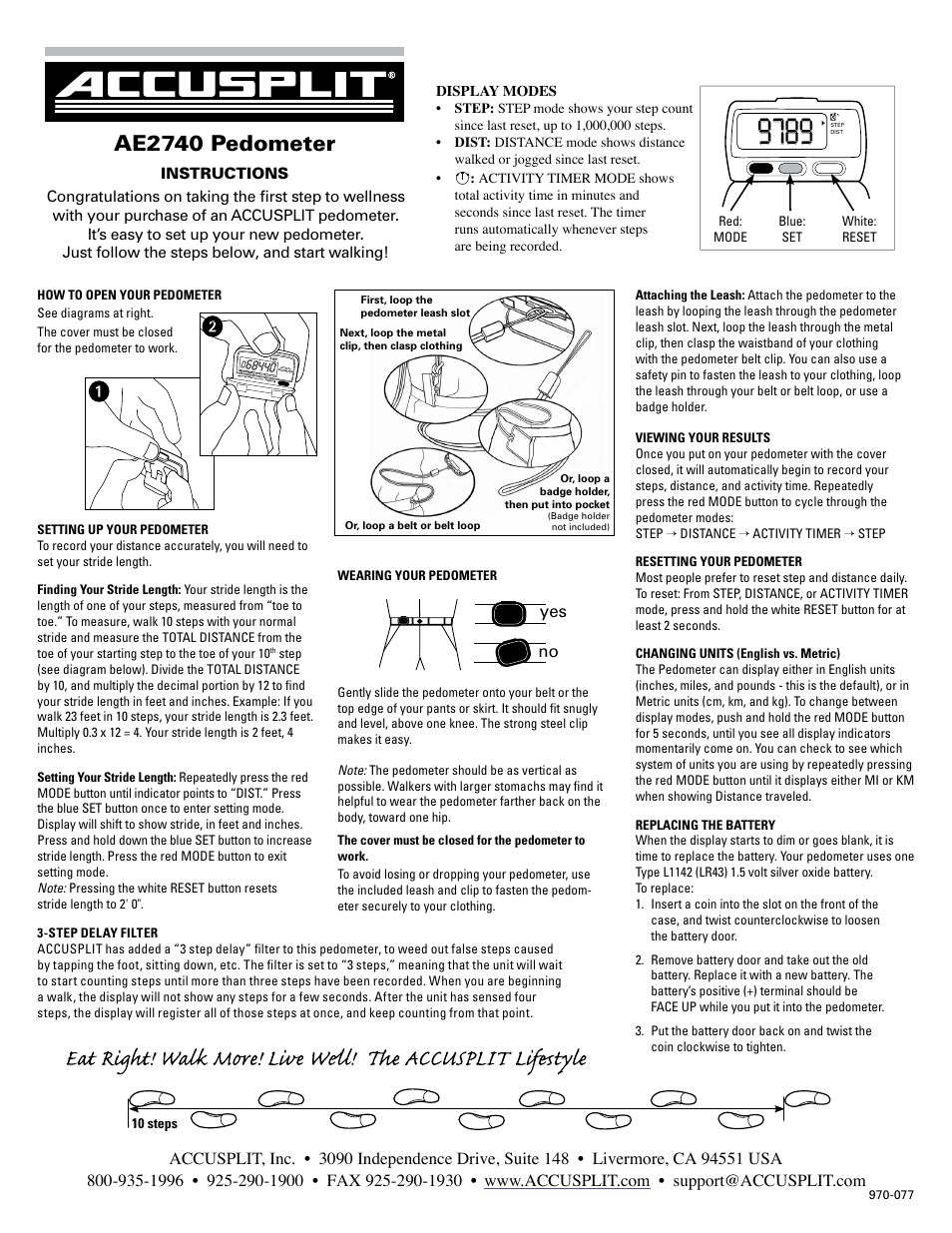 Accusplit AE2740 User Manual | 1 page