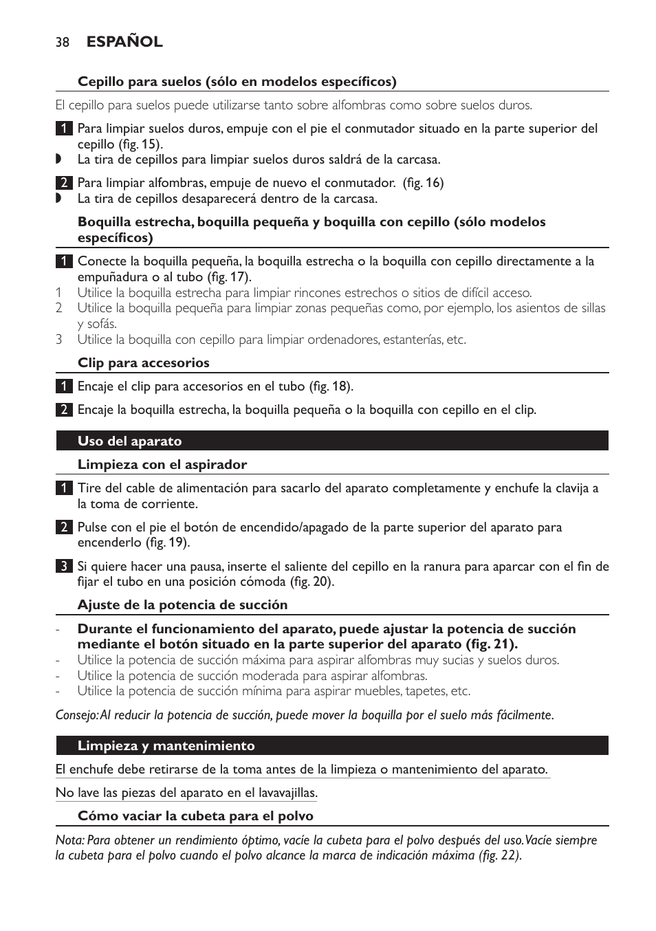 Philips PowerPro Aspirateur sans sac User Manual | Page 38 / 104