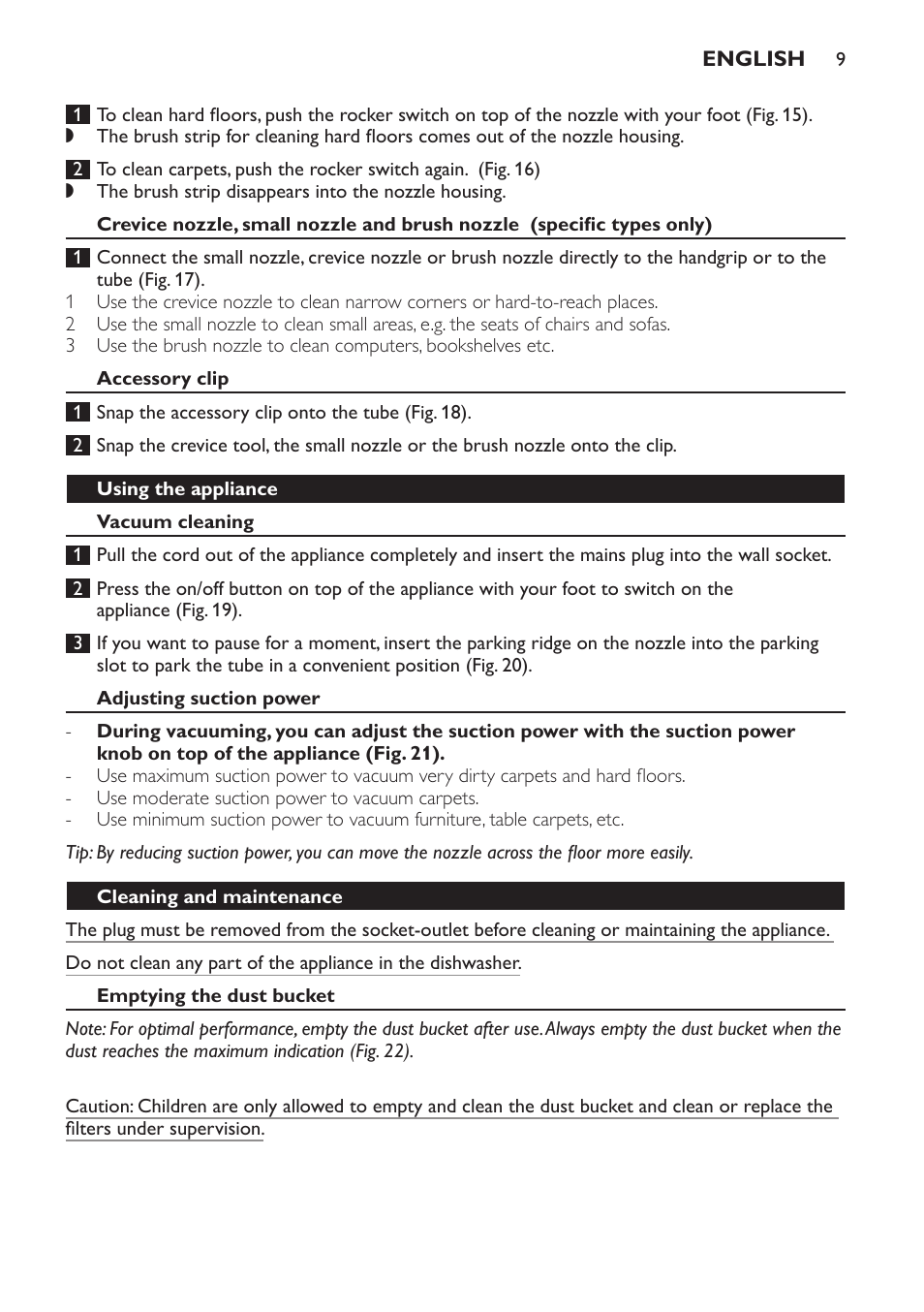 Philips PowerPro Aspirateur sans sac User Manual | Page 9 / 104