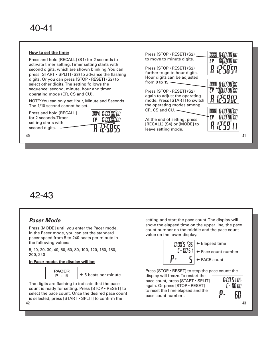 Pacer mode | Accusplit AX602M500 User Manual | Page 11 / 14