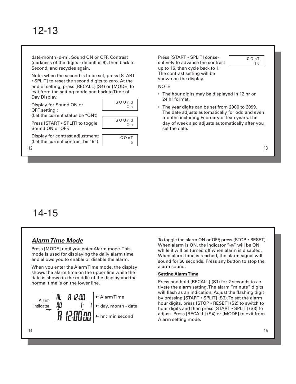 Alarm time mode | Accusplit AX602M500 User Manual | Page 4 / 14