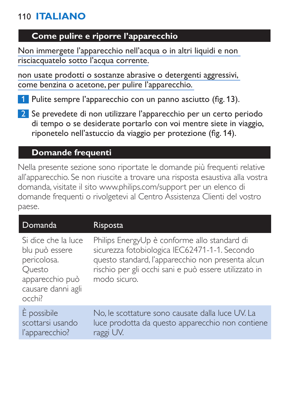 Philips EnergyUp Lampe Energylight User Manual | Page 110 / 176