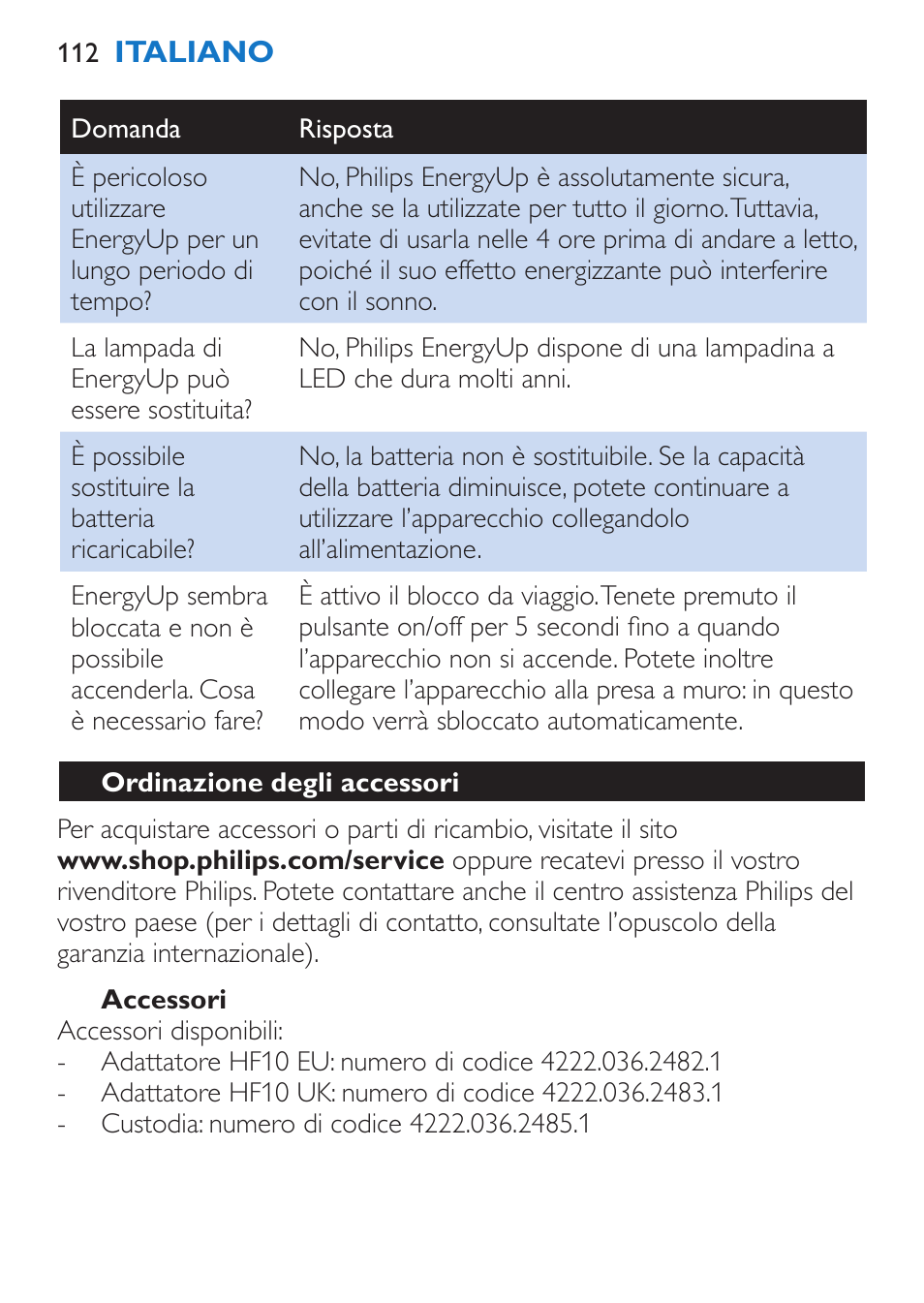 Philips EnergyUp Lampe Energylight User Manual | Page 112 / 176