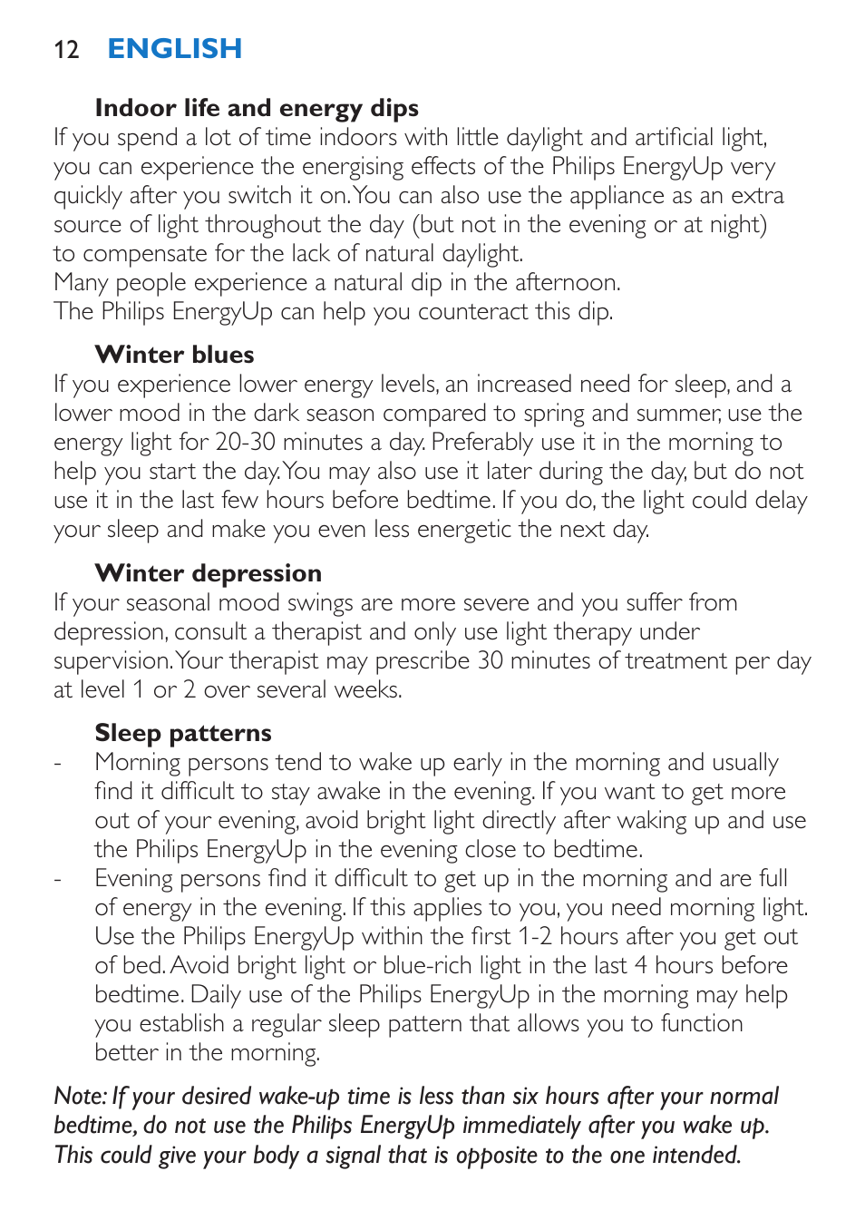 Philips EnergyUp Lampe Energylight User Manual | Page 12 / 176