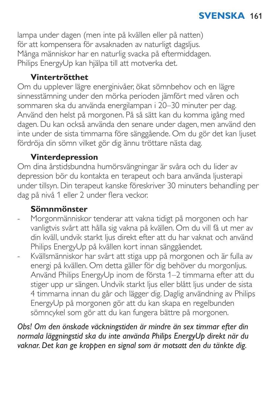 Philips EnergyUp Lampe Energylight User Manual | Page 161 / 176