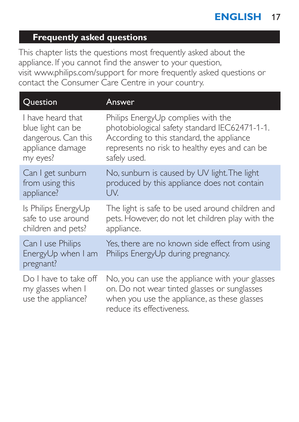 Philips EnergyUp Lampe Energylight User Manual | Page 17 / 176