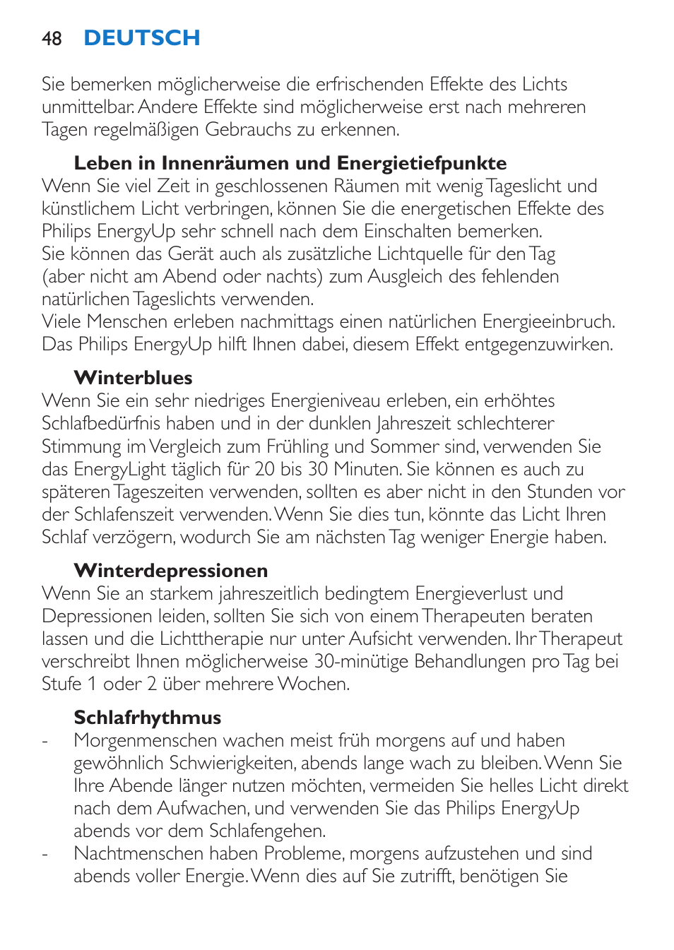 Philips EnergyUp Lampe Energylight User Manual | Page 48 / 176