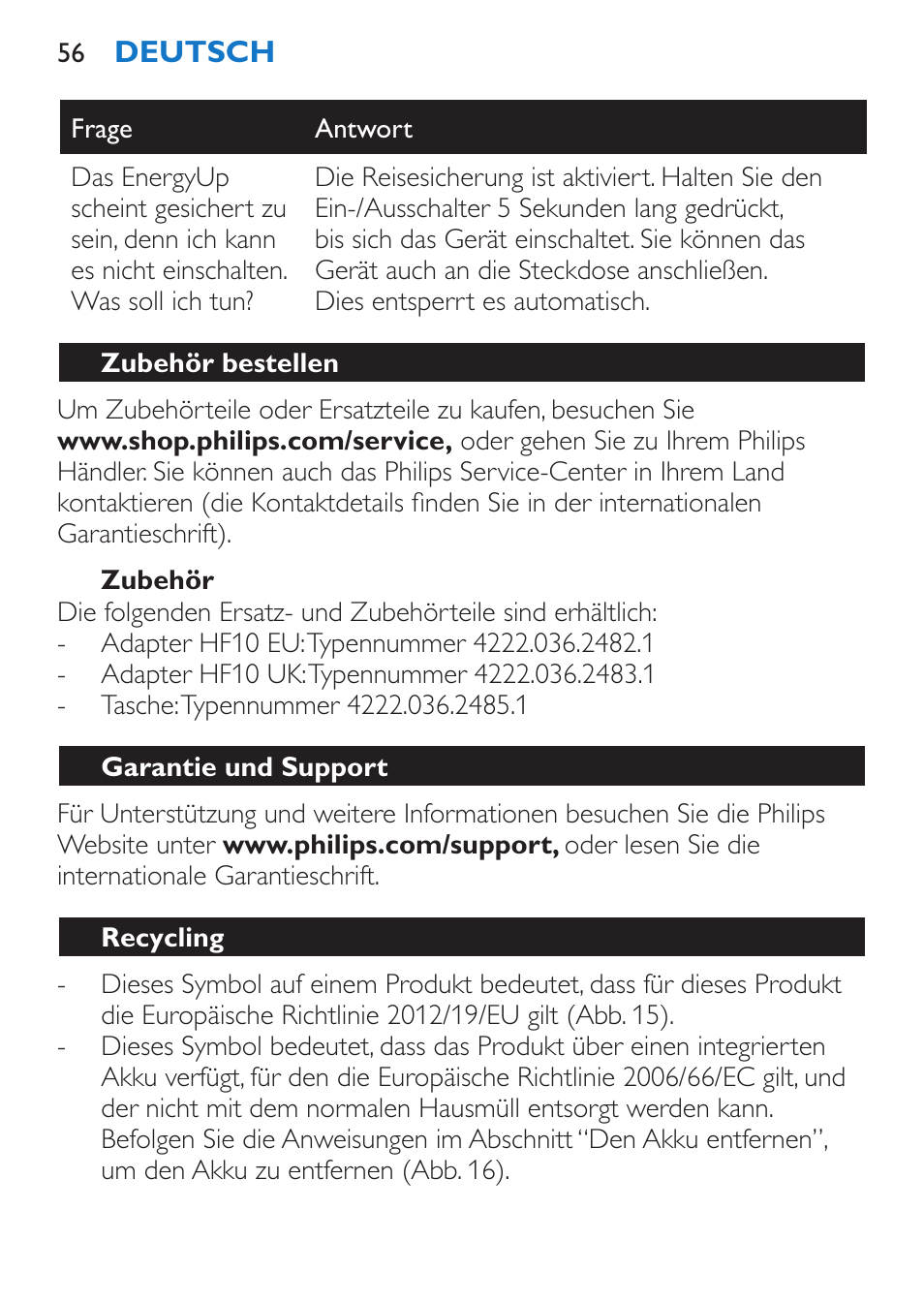 Philips EnergyUp Lampe Energylight User Manual | Page 56 / 176