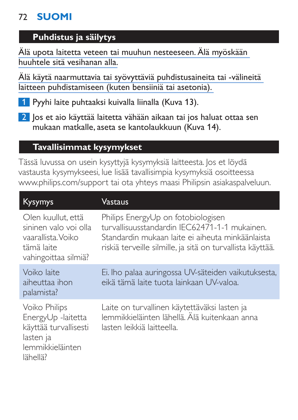 Philips EnergyUp Lampe Energylight User Manual | Page 72 / 176