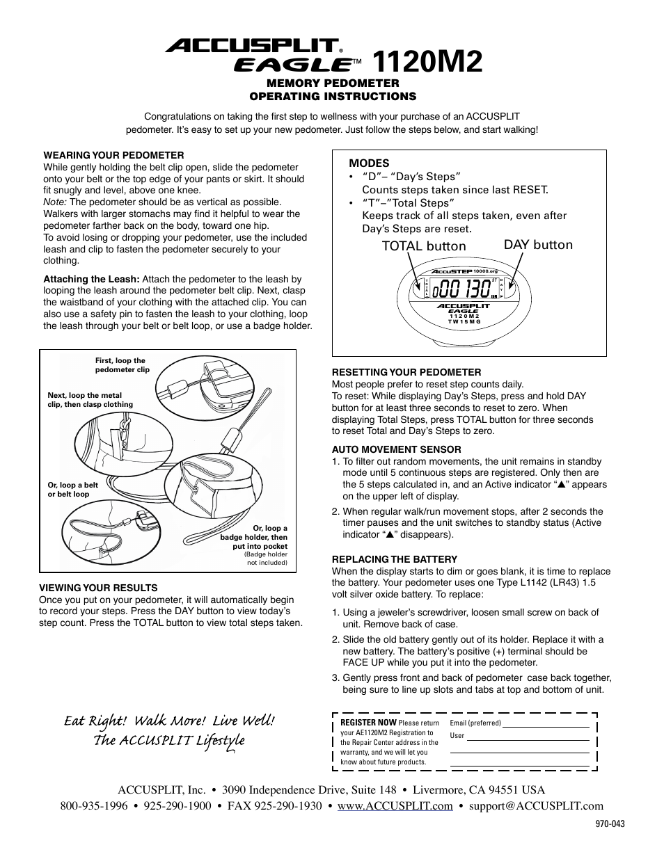 Accusplit Eagle 1120M2 User Manual | 1 page