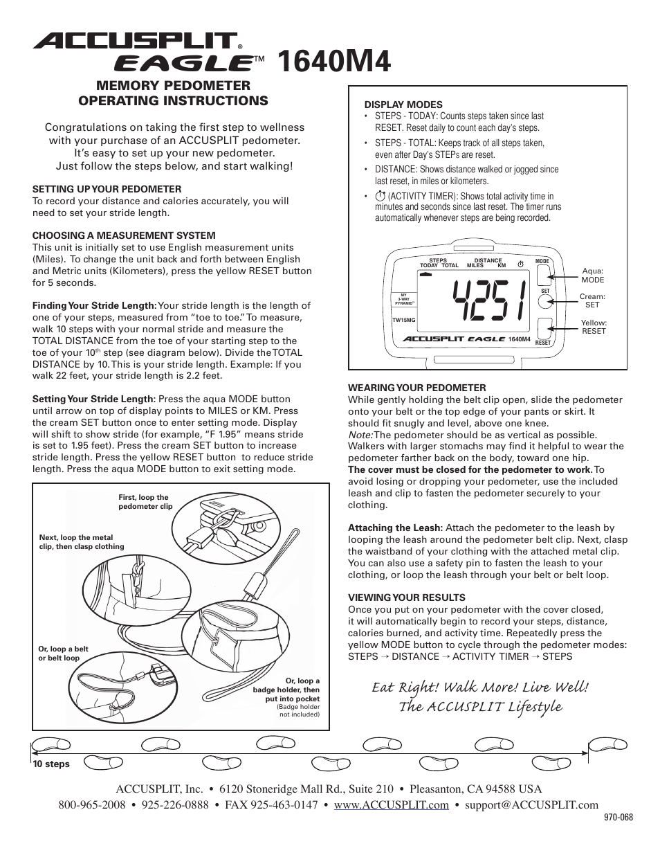 Accusplit Eagle 1640M4 User Manual | 2 pages