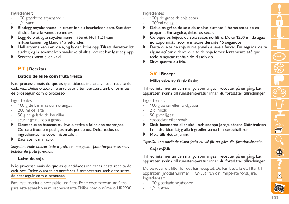Philips Robot de cuisine User Manual | Page 103 / 108