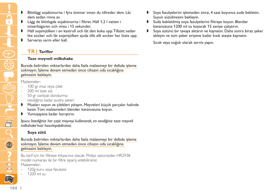 Philips Robot de cuisine User Manual | Page 104 / 108