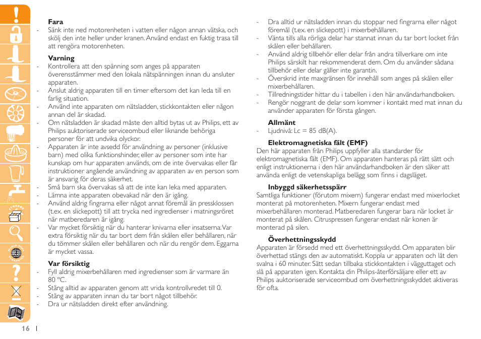 Philips Robot de cuisine User Manual | Page 16 / 108