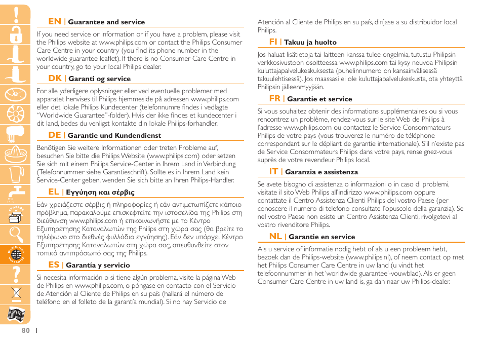 Philips Robot de cuisine User Manual | Page 80 / 108