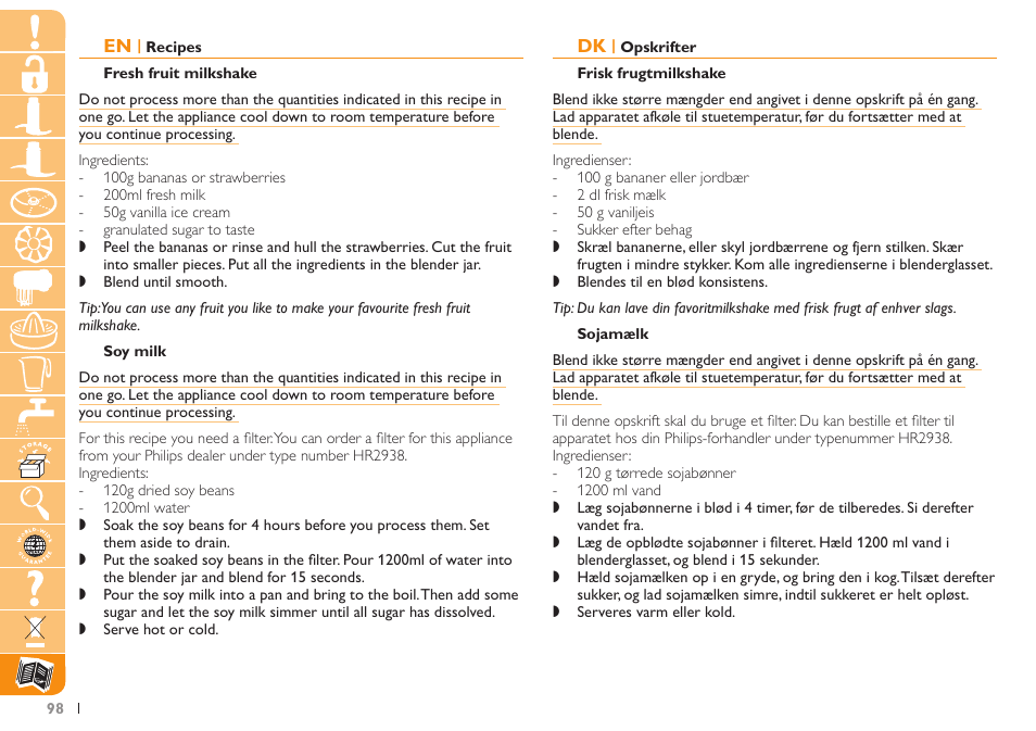 Philips Robot de cuisine User Manual | Page 98 / 108