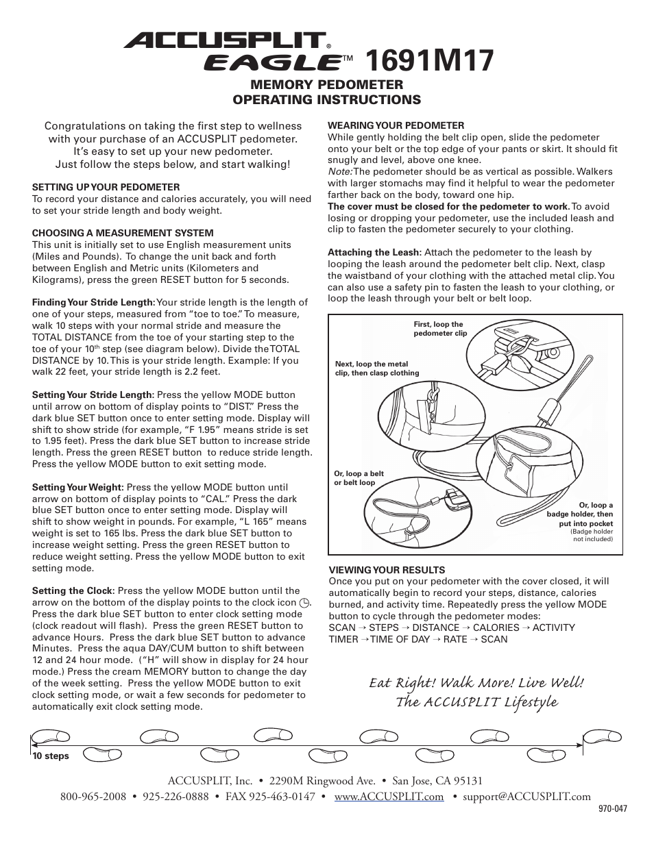 Accusplit AE1691M17 User Manual | 2 pages