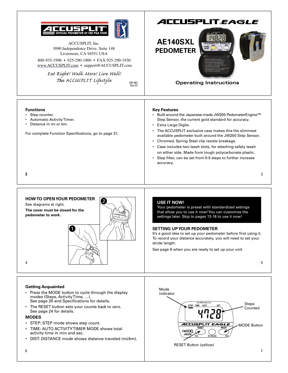 Accusplit Eagle AE140SXL User Manual | 4 pages