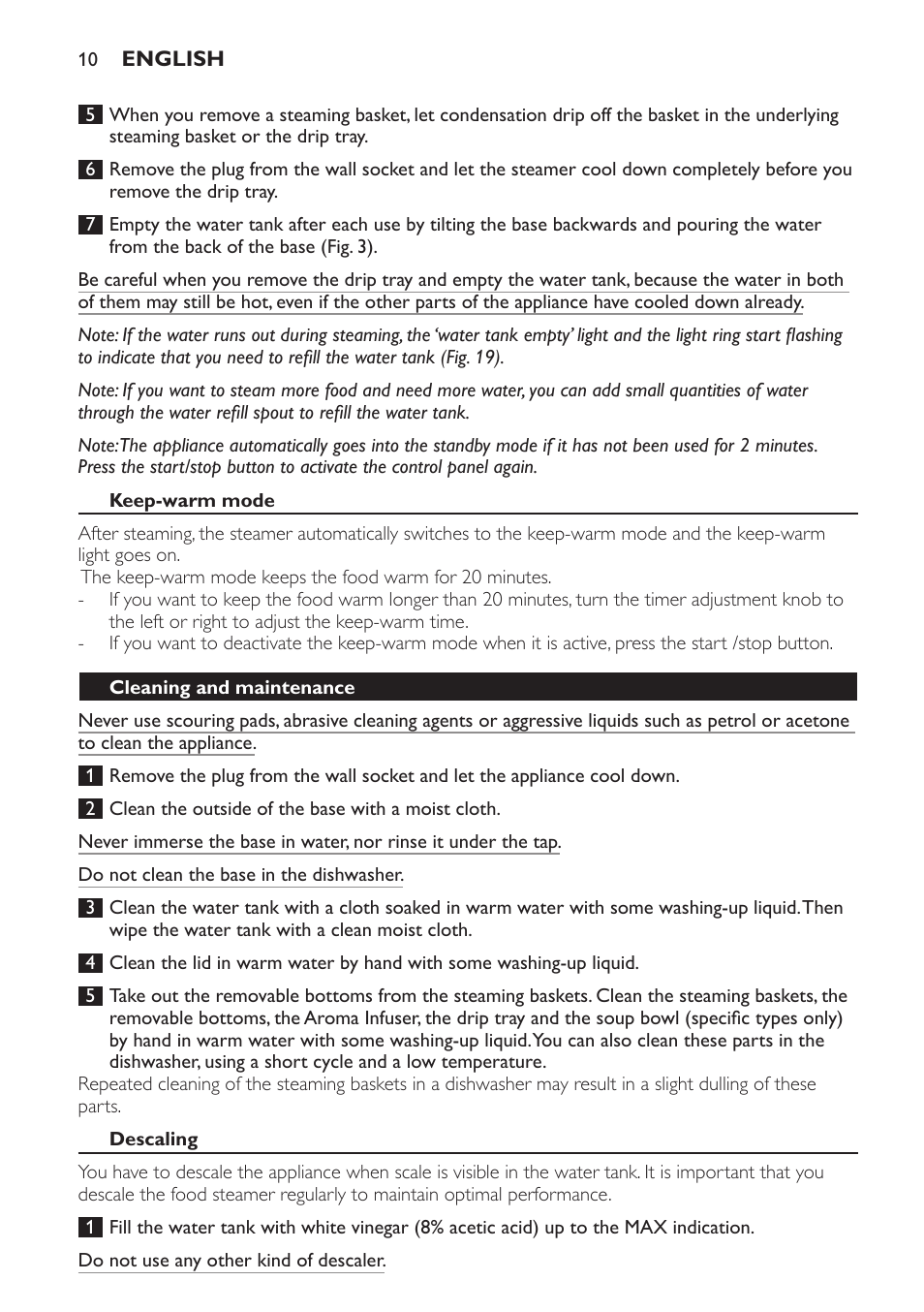Philips Avance Collection Cuiseur Vapeur User Manual | Page 10 / 96