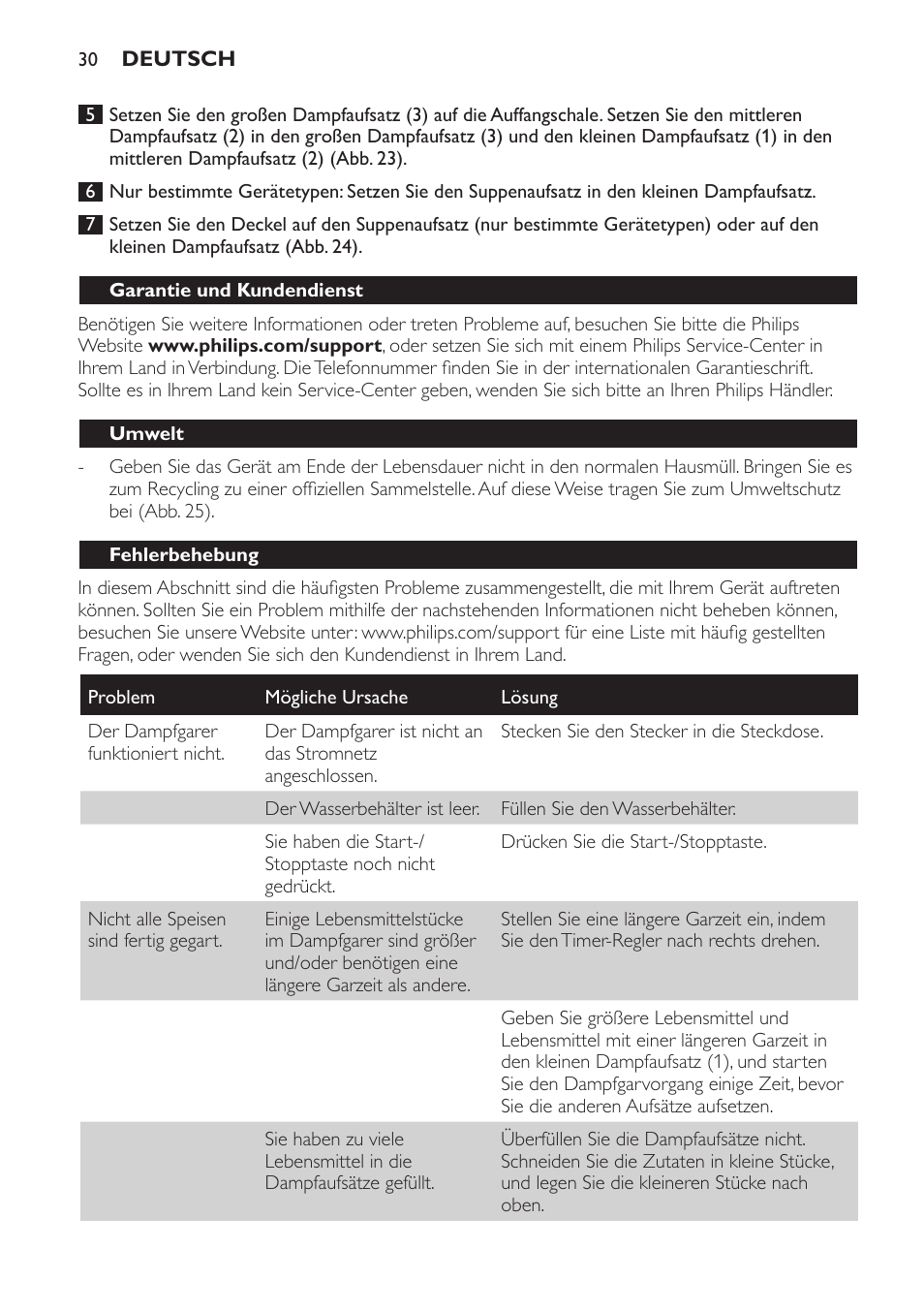Philips Avance Collection Cuiseur Vapeur User Manual | Page 30 / 96