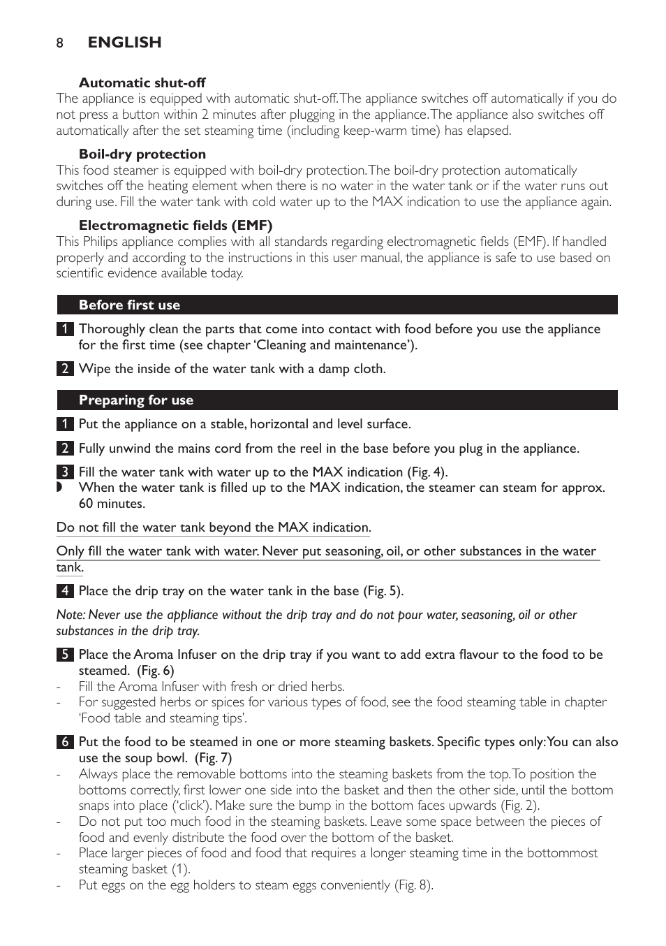 Philips Avance Collection Cuiseur Vapeur User Manual | Page 8 / 96