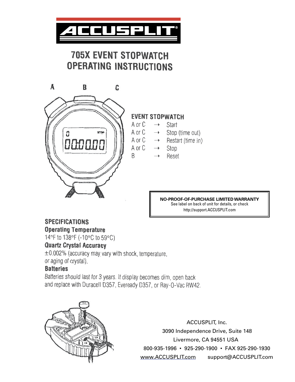 Accusplit 705X User Manual | 1 page