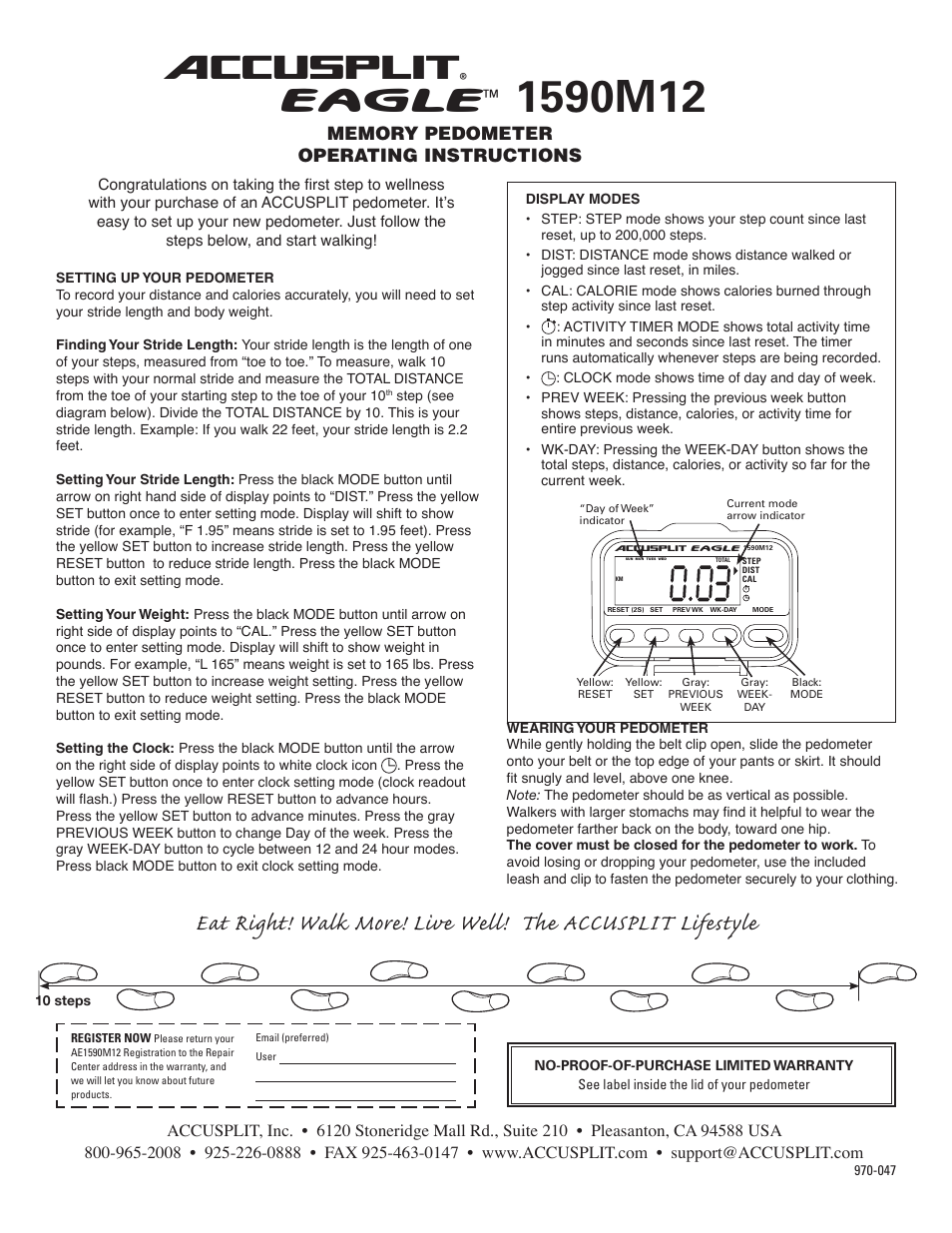 Accusplit Eagle AE1590M12 User Manual | 2 pages