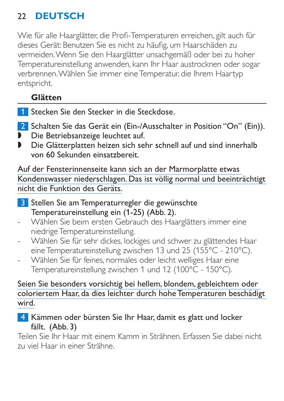 Glätten | Philips SalonStraight DUO Lisseur User Manual | Page 22 / 96