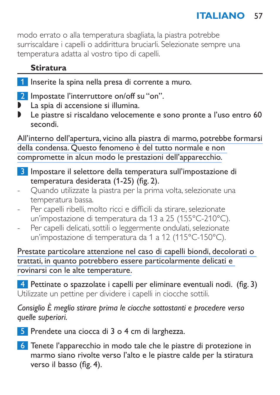 Stiratura | Philips SalonStraight DUO Lisseur User Manual | Page 57 / 96