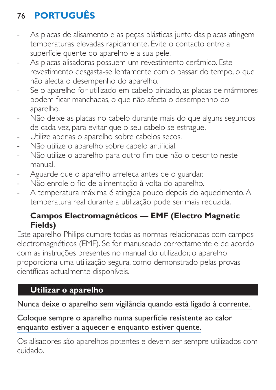 Utilizar o aparelho | Philips SalonStraight DUO Lisseur User Manual | Page 76 / 96