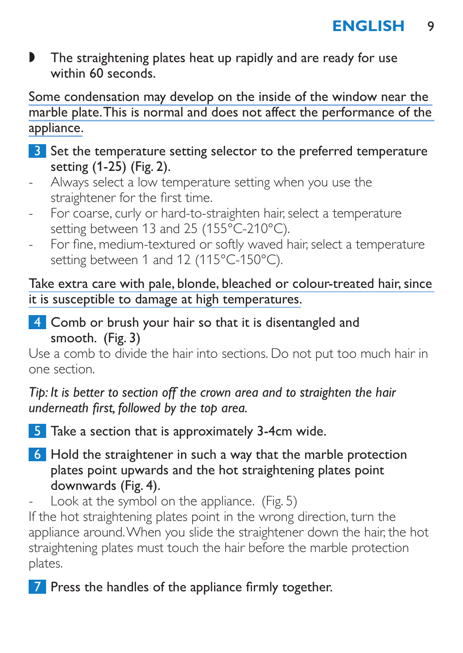 Philips SalonStraight DUO Lisseur User Manual | Page 9 / 96