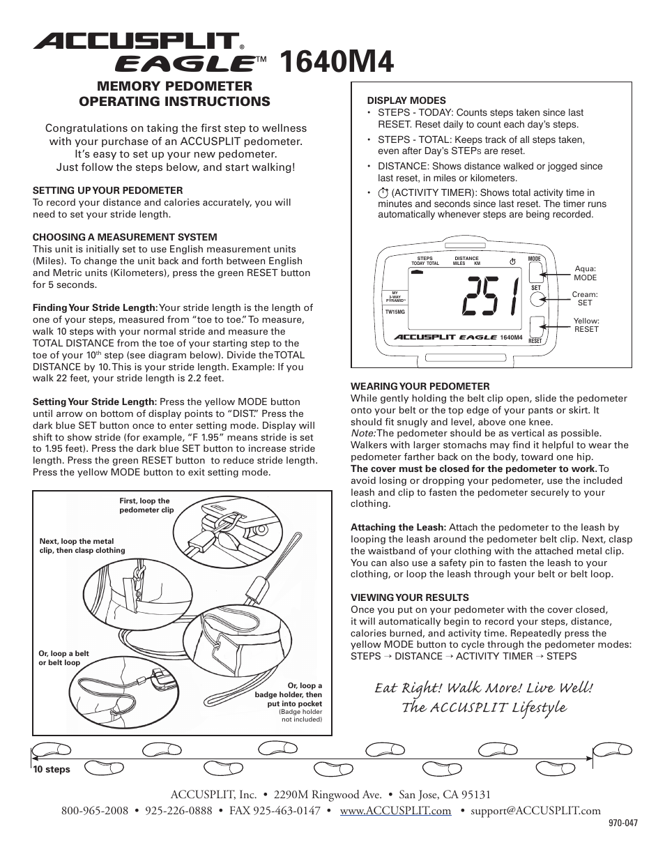 Accusplit AE1640M4 User Manual | 2 pages