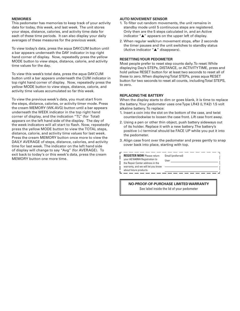 Accusplit AE1640M4 User Manual | Page 2 / 2