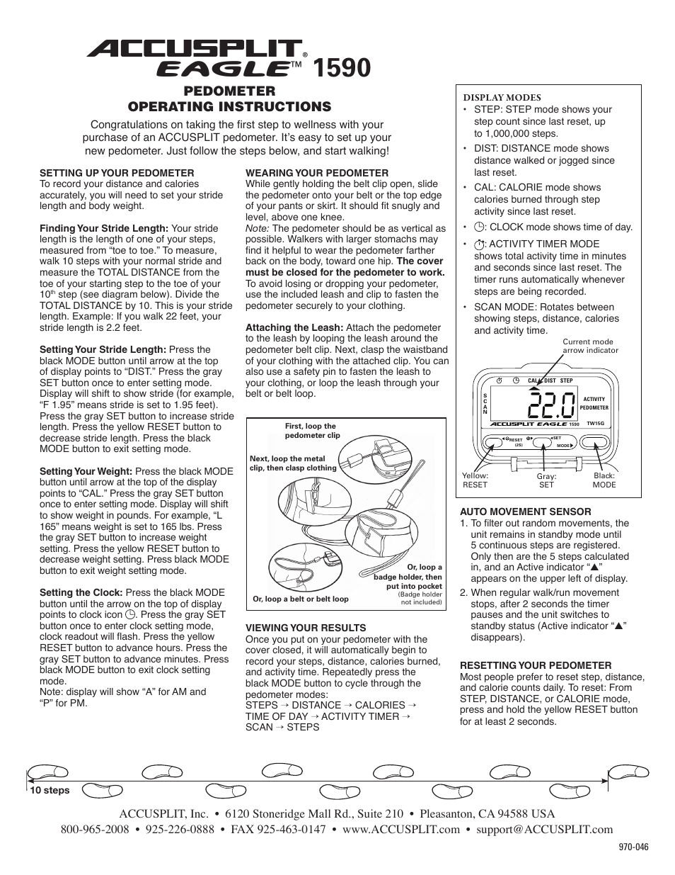 Accusplit Eagle AE1590 User Manual | 2 pages
