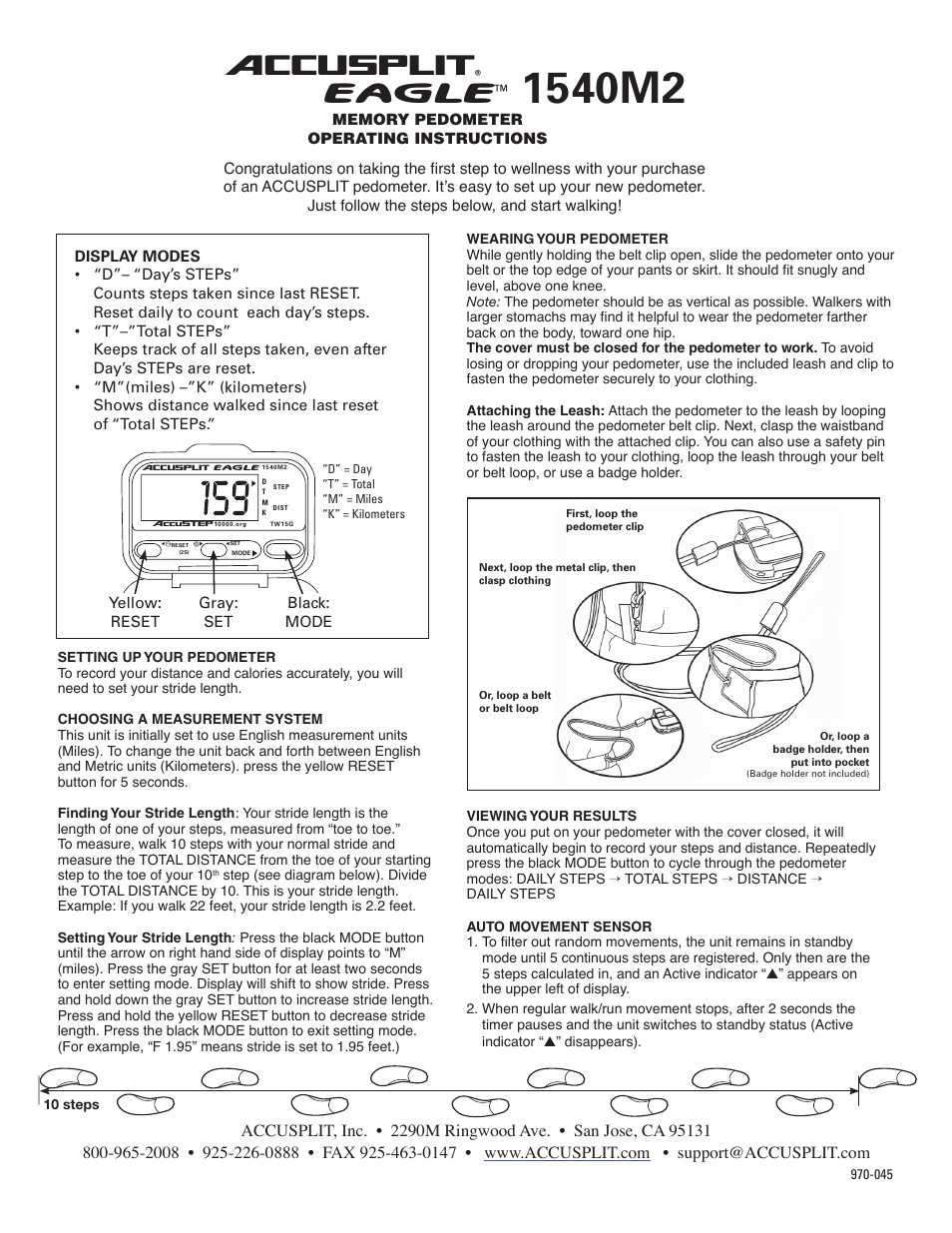 Accusplit AE1540M2 User Manual | 2 pages