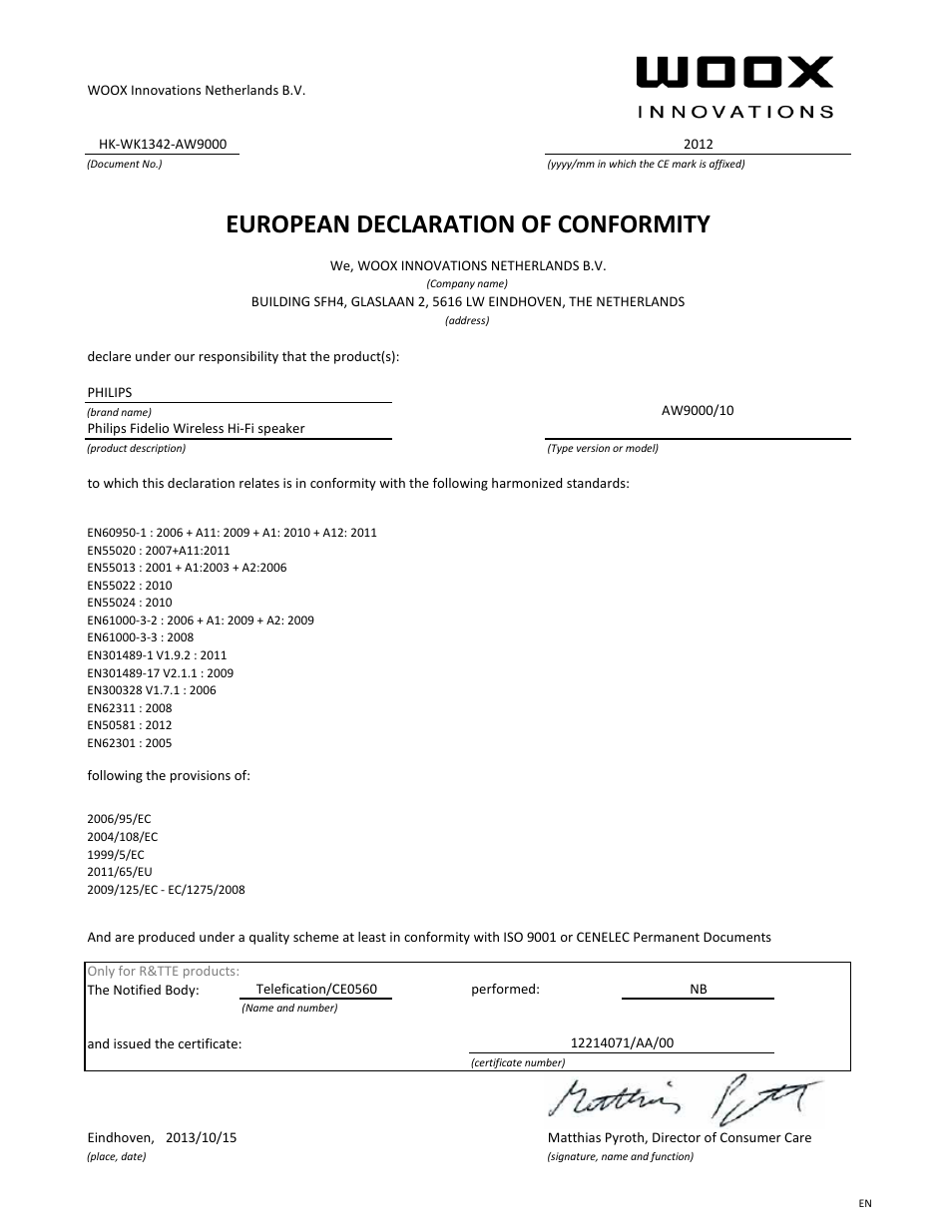 Philips Fidelio Enceintes Hi-Fi sans fil A9 User Manual | 21 pages