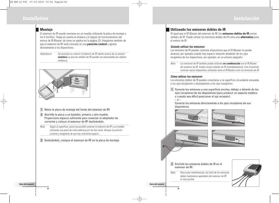 Instalación, Installation | Philips Relais RF User Manual | Page 18 / 26