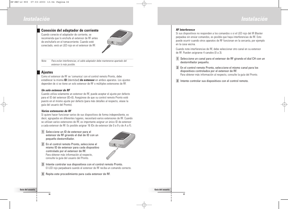 Instalación | Philips Relais RF User Manual | Page 19 / 26