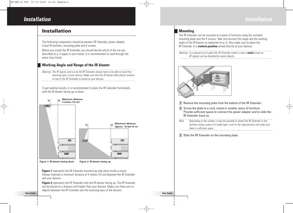 Installation | Philips Relais RF User Manual | Page 4 / 26