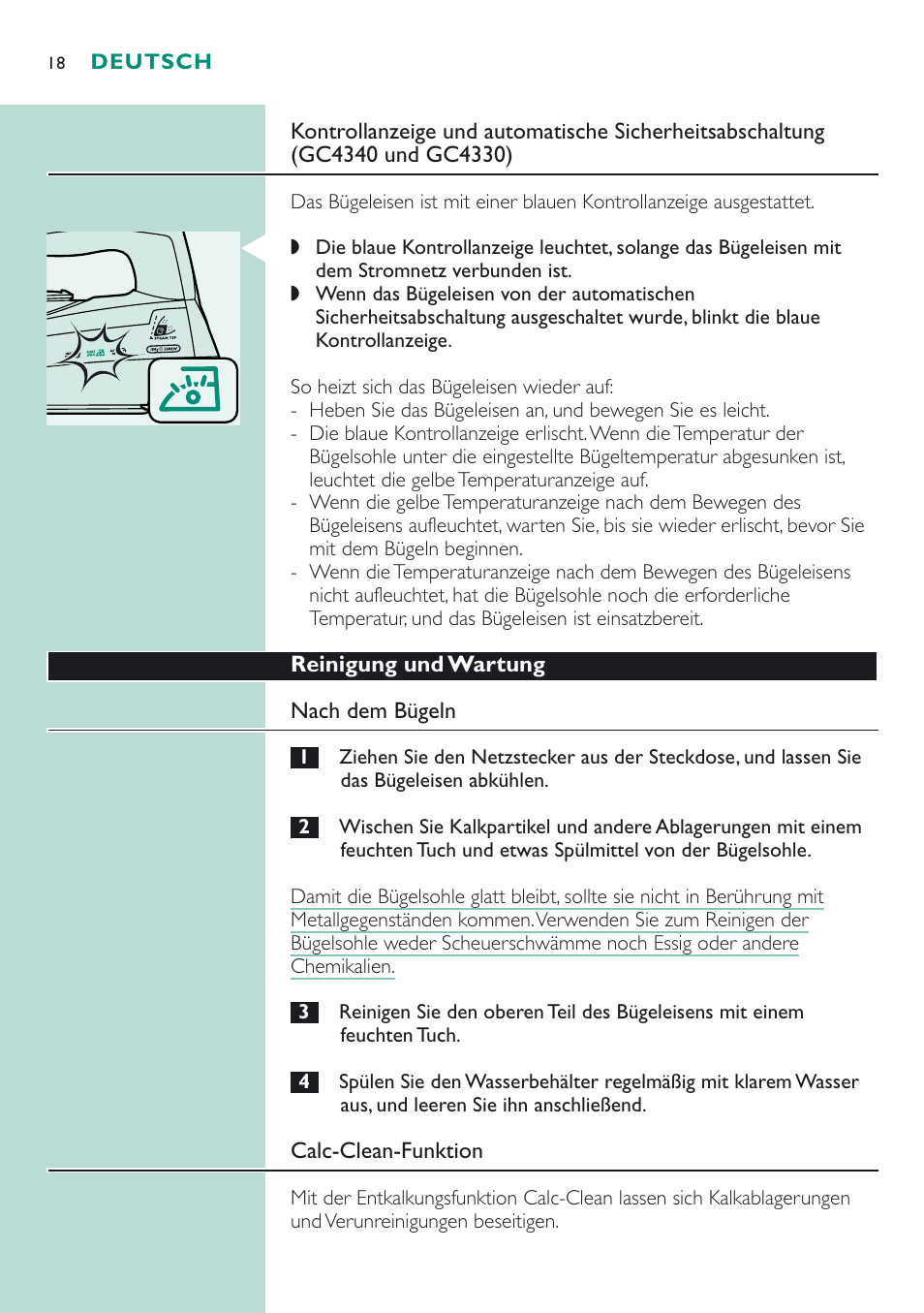 Philips Fer vapeur User Manual | Page 18 / 52