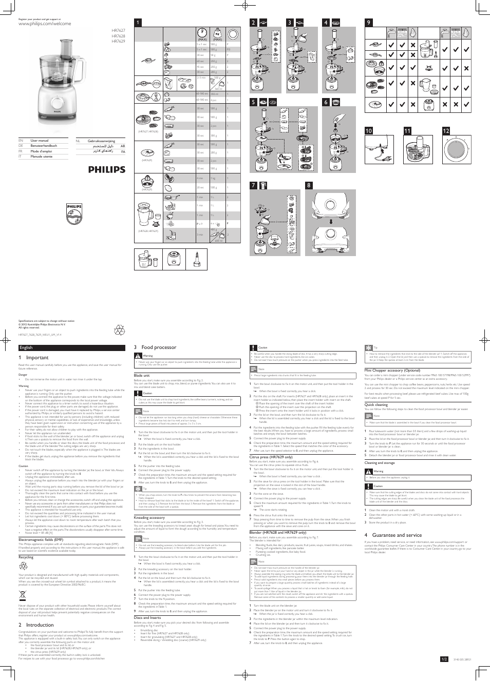 Philips Daily Collection Robot de cuisine User Manual | 4 pages
