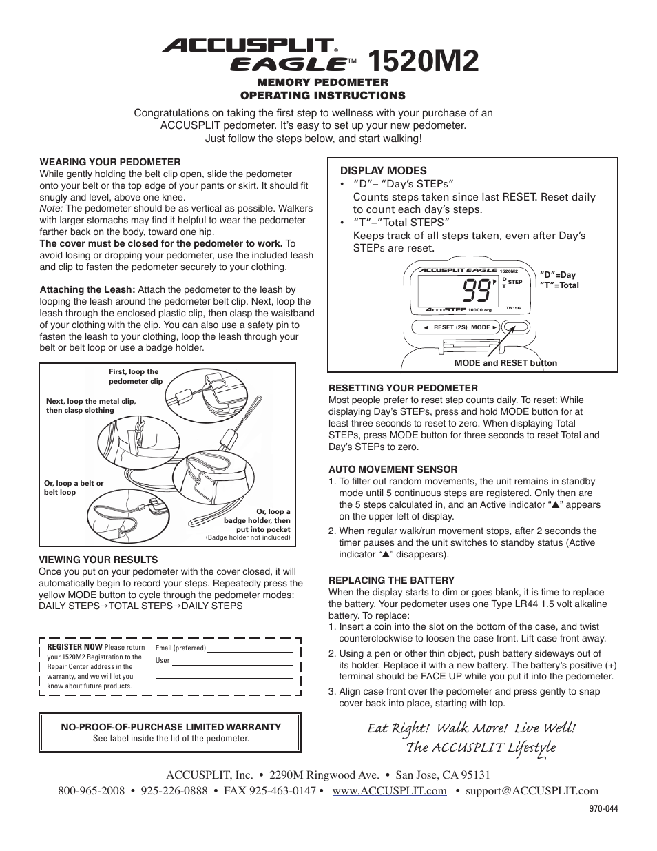 Accusplit 1520M2 User Manual | 1 page