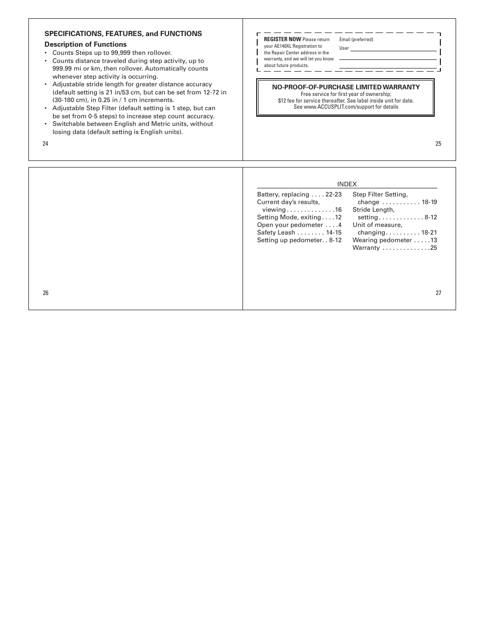 Accusplit Eagle AE140XL User Manual | Page 4 / 4