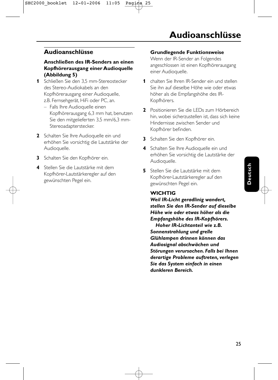 Audioanschlüsse | Philips Casque hi-fi sans fil User Manual | Page 25 / 114