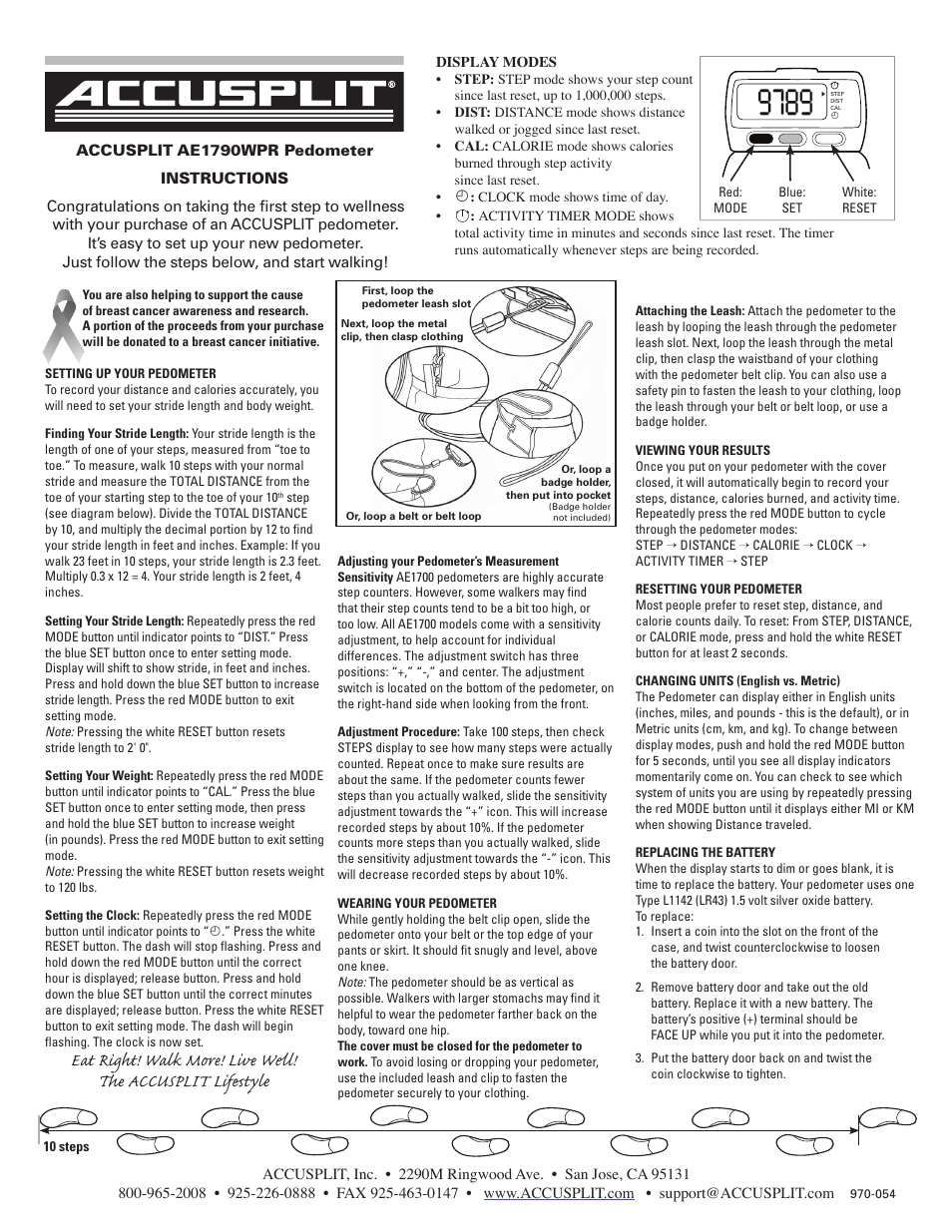 Accusplit AE1790WPR User Manual | 1 page